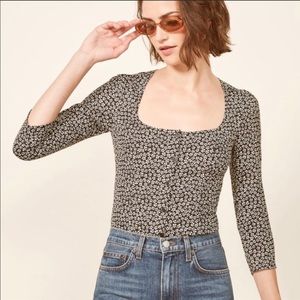 Reformation Jorja Top Floral Large Monochrome